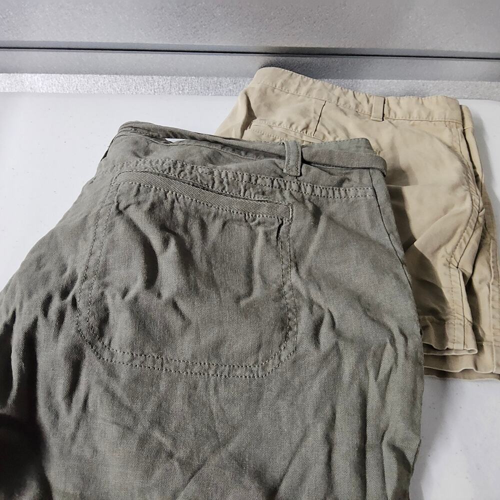 Gap a.n.a Shorts Bundle Womens 10 Tan Olive Green Chino Linen Belted Casual